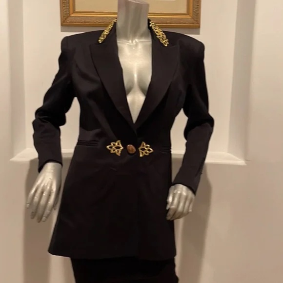 Vintage DESIGNER LAVANTINO I. magnin 80'S Wool Blazer Black Size 4